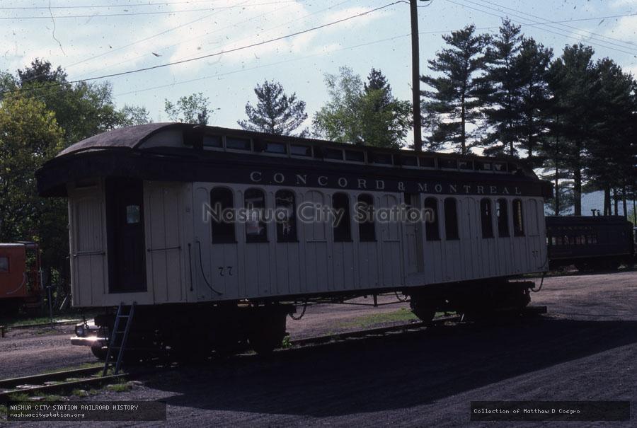 Slide: Concord & Montreal Railroad coach #77 at the Conway Scenic Railroad